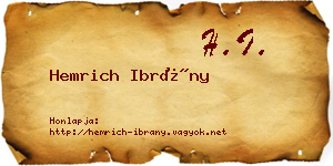 Hemrich Ibrány névjegykártya